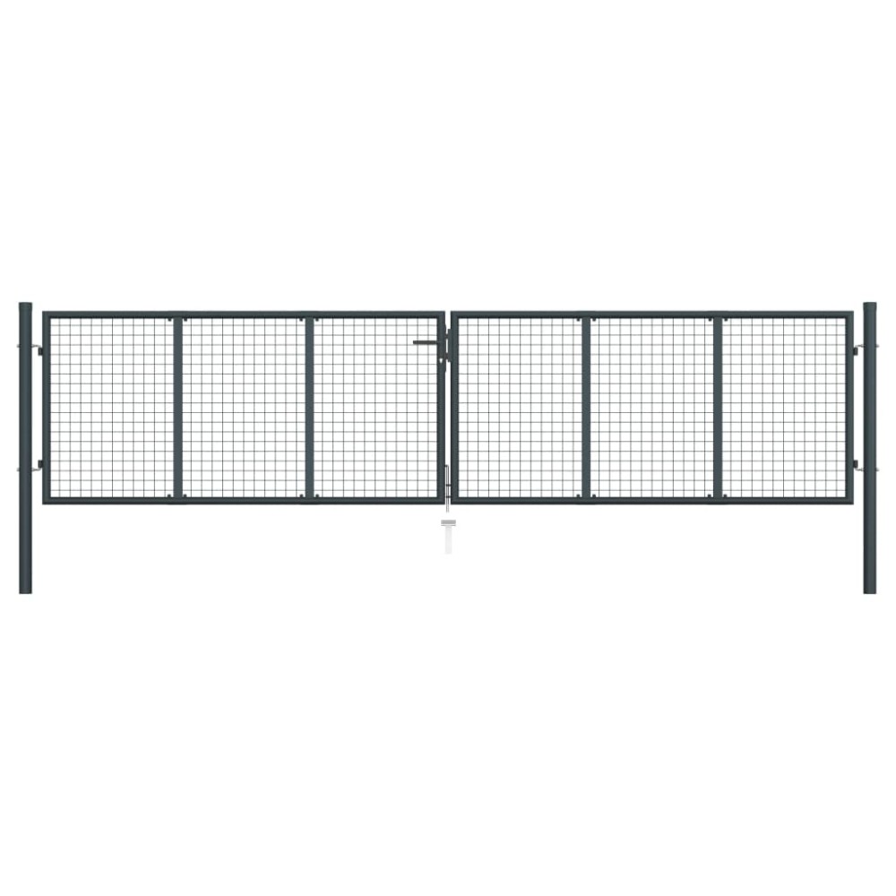 vidaXL Poartă de grădină din plasă, gri, 400 x 125 cm, oțel galvanizat