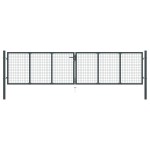 vidaXL Poartă de grădină din plasă, gri, 400 x 125 cm, oțel galvanizat