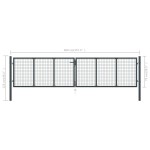 vidaXL Poartă de grădină din plasă, gri, 400 x 125 cm, oțel galvanizat