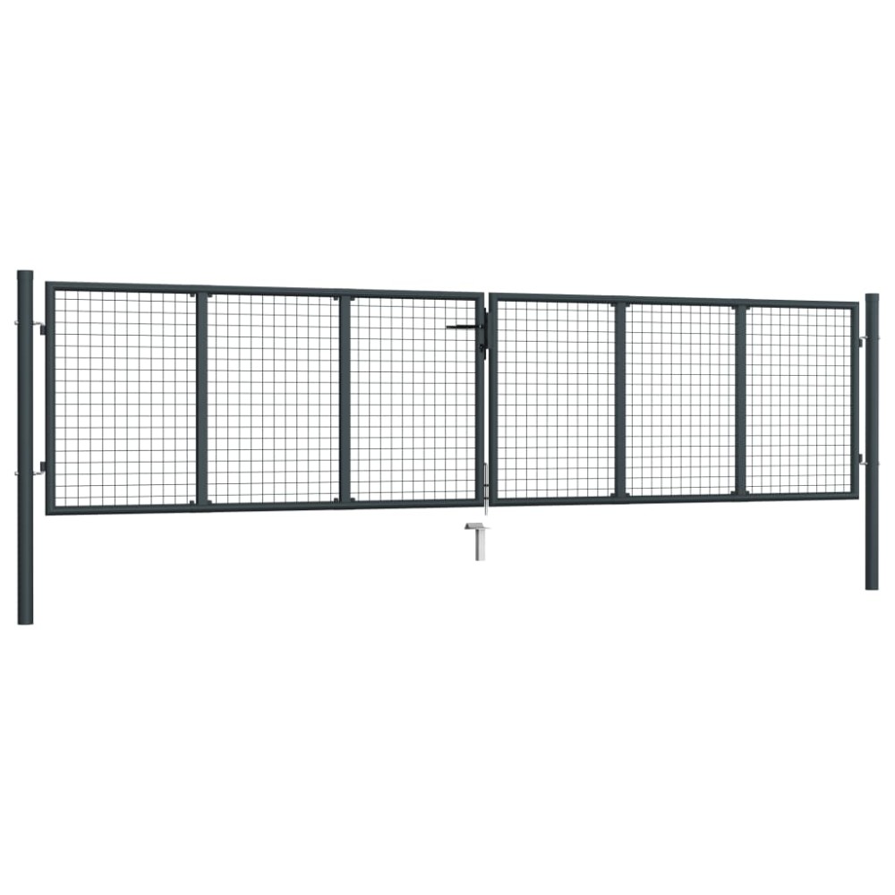 vidaXL Poartă de grădină din plasă, gri, 400 x 150 cm, oțel galvanizat