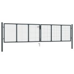 vidaXL Poartă de grădină din plasă, gri, 400 x 150 cm, oțel galvanizat