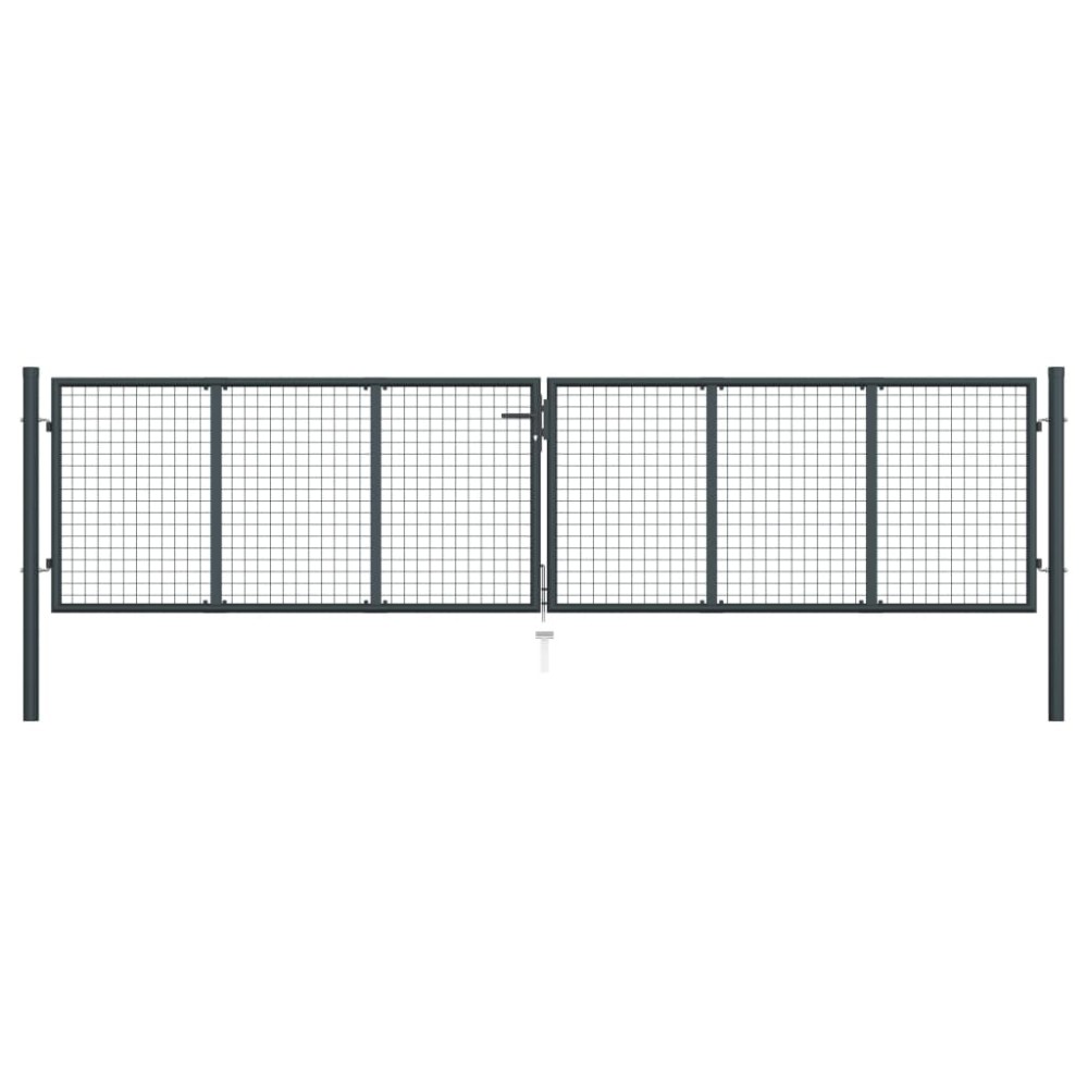 vidaXL Poartă de grădină din plasă, gri, 400 x 150 cm, oțel galvanizat