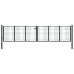 vidaXL Poartă de grădină din plasă, gri, 400 x 150 cm, oțel galvanizat