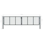 vidaXL Poartă de grădină din plasă, gri, 400 x 150 cm, oțel galvanizat