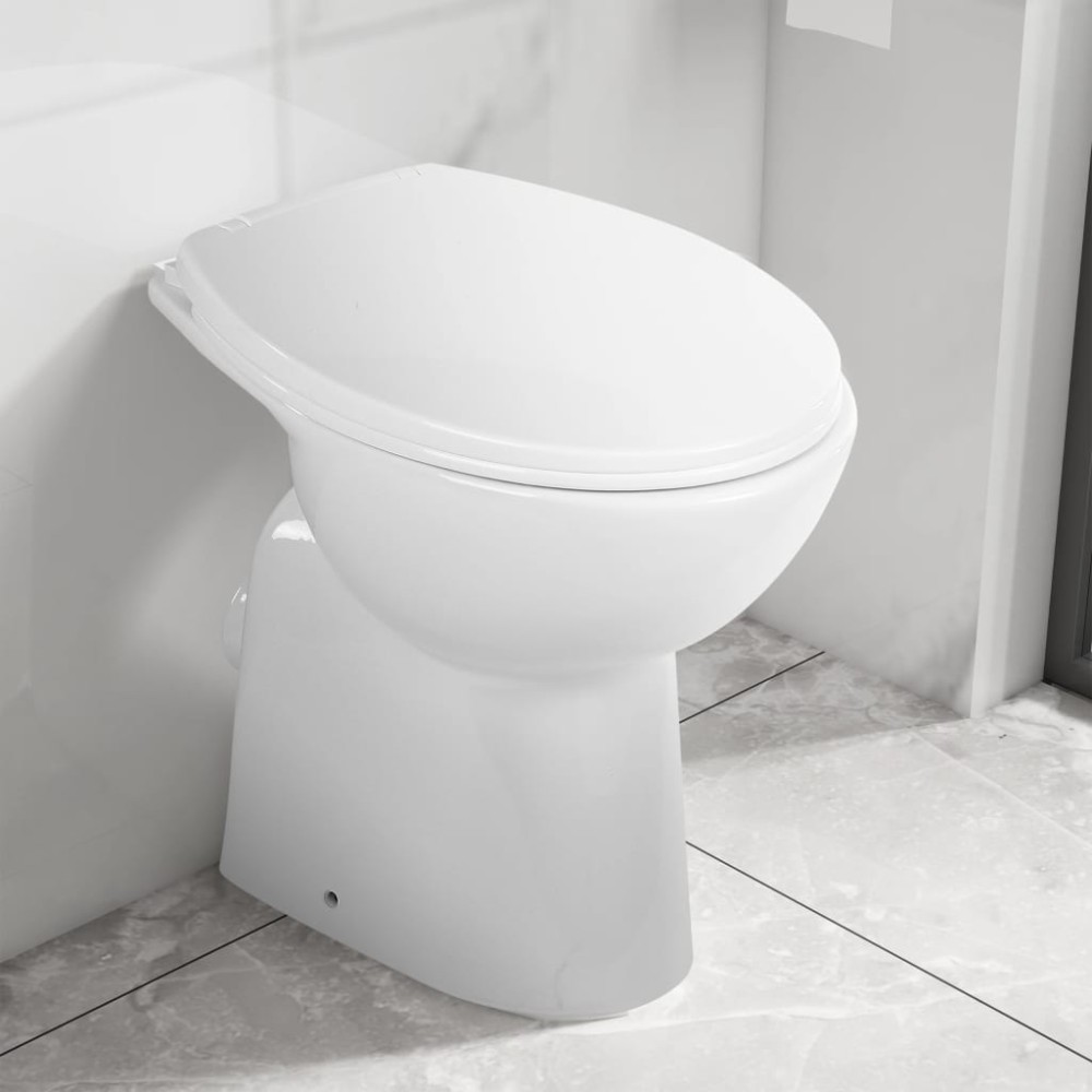 vidaXL Toaletă fără bord 7 cm înălțime suplimentară închidere ușoară ceramică albă