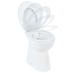 vidaXL Toaletă fără bord 7 cm înălțime suplimentară închidere ușoară ceramică albă vidaXL Toaletă fără bord 7 cm înălțime suplimentară închidere ușoară ceramică albă