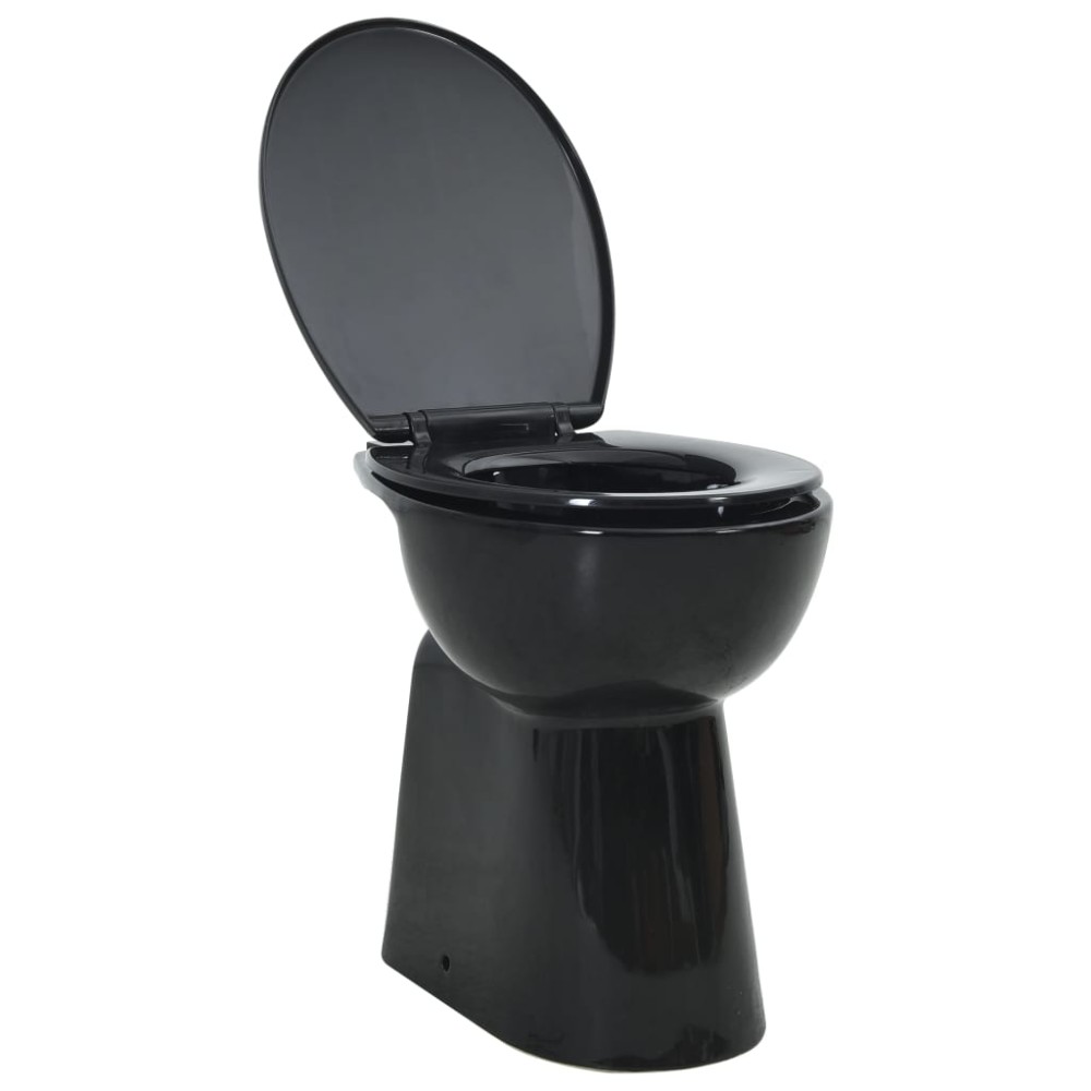 vidaXL Toaletă fără bord 7 cm înălțime suplimentară închidere ușoară ceramică neagră