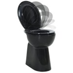 vidaXL Toaletă fără bord 7 cm înălțime suplimentară închidere ușoară ceramică neagră vidaXL Toaletă fără bord 7 cm înălțime suplimentară închidere ușoară ceramică neagră