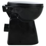 vidaXL Toaletă fără bord 7 cm înălțime suplimentară închidere ușoară ceramică neagră vidaXL Toaletă fără bord 7 cm înălțime suplimentară închidere ușoară ceramică neagră
