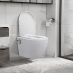 vidaXL Vas WC suspendat fără ramă cu funcție de bideu, alb, ceramică vidaXL Vas WC suspendat fără ramă cu funcție de bideu, alb, ceramică