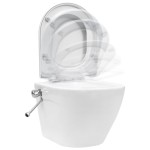 vidaXL Vas WC suspendat fără ramă cu funcție de bideu, alb, ceramică vidaXL Vas WC suspendat fără ramă cu funcție de bideu, alb, ceramică
