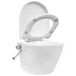 vidaXL Vas WC suspendat fără ramă cu funcție de bideu, alb, ceramică vidaXL Vas WC suspendat fără ramă cu funcție de bideu, alb, ceramică