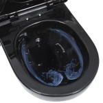 vidaXL Vas WC suspendat fără ramă cu funcție de bideu, negru, ceramică vidaXL Vas WC suspendat fără ramă cu funcție de bideu, negru, ceramică