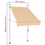 vidaXL Copertină retractabilă manual, dungi portocaliu și alb, 100 cm