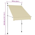 vidaXL Copertină retractabilă manual, crem, 100 cm