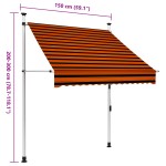 vidaXL Copertină retractabilă manual, portocaliu și maro, 150 cm