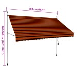 vidaXL Copertină retractabilă manual, portocaliu și maro, 250 cm