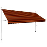 vidaXL Copertină retractabilă manual, portocaliu și maro, 350 cm vidaXL Copertină retractabilă manual, portocaliu și maro, 350 cm