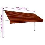 vidaXL Copertină retractabilă manual, portocaliu și maro, 350 cm vidaXL Copertină retractabilă manual, portocaliu și maro, 350 cm