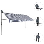 vidaXL Copertină retractabilă manual cu LED, albastru & alb, 350 cm