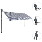 vidaXL Copertină retractabilă manual cu LED, albastru & alb, 400 cm