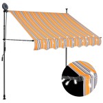 vidaXL Copertină retractabilă manual cu LED, galben & albastru, 100 cm vidaXL Copertină retractabilă manual cu LED, galben & albastru, 100 cm