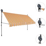 vidaXL Copertină retractabilă manual cu LED, galben & albastru, 350 cm