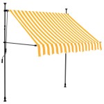 vidaXL Copertină retractabilă manual cu LED, alb & portocaliu, 150 cm
