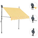 vidaXL Copertină retractabilă manual cu LED, alb & portocaliu, 150 cm
