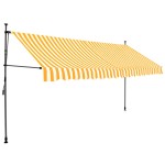 vidaXL Copertină retractabilă manual cu LED, alb & portocaliu, 400 cm