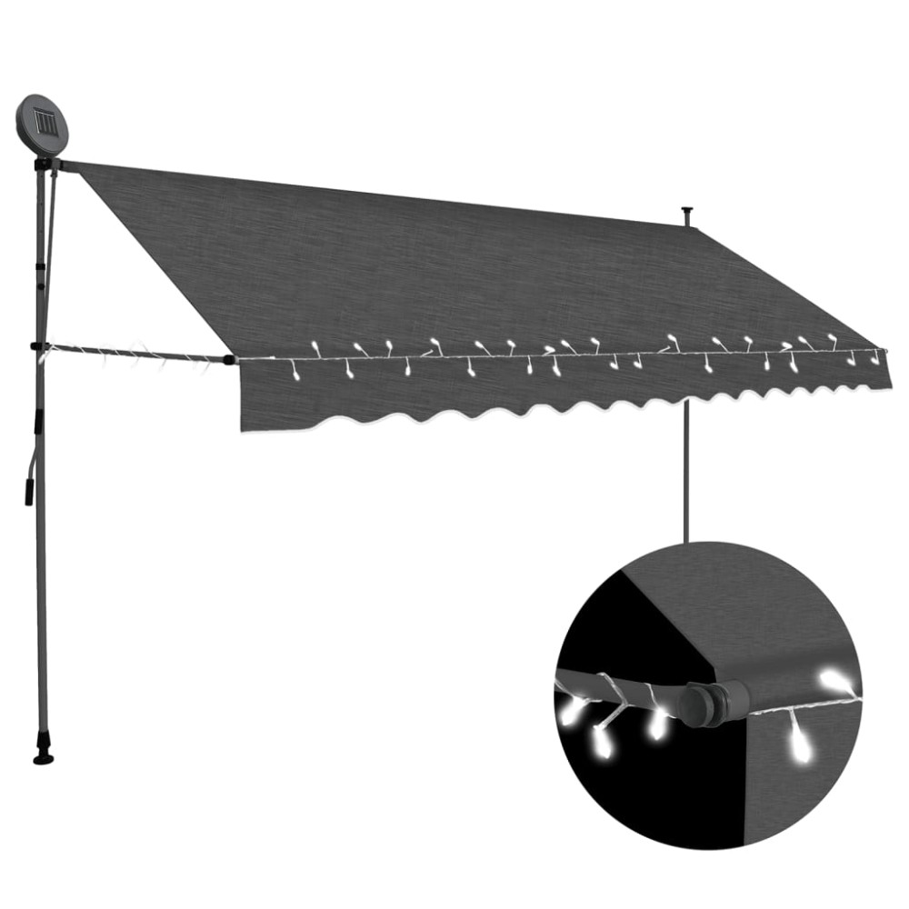 vidaXL Copertină retractabilă manual cu LED, antracit, 400 cm