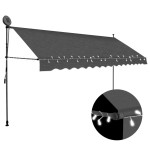 vidaXL Copertină retractabilă manual cu LED, antracit, 400 cm vidaXL Copertină retractabilă manual cu LED, antracit, 400 cm