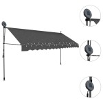 vidaXL Copertină retractabilă manual cu LED, antracit, 400 cm vidaXL Copertină retractabilă manual cu LED, antracit, 400 cm