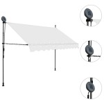 vidaXL Copertină retractabilă manual cu LED, crem, 250 cm vidaXL Copertină retractabilă manual cu LED, crem, 250 cm