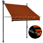 vidaXL Copertină retractabilă manual cu LED, portocaliu & maro, 150 cm