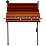 vidaXL Copertină retractabilă manual cu LED, portocaliu & maro, 150 cm
