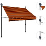 vidaXL Copertină retractabilă manual cu LED, portocaliu & maro, 200 cm