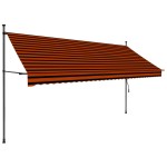 vidaXL Copertină retractabilă manual cu LED, portocaliu & maro, 350 cm