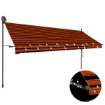 vidaXL Copertină retractabilă manual cu LED, portocaliu & maro, 400 cm