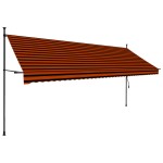 vidaXL Copertină retractabilă manual cu LED, portocaliu & maro, 400 cm