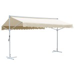 vidaXL Copertină cu structură independentă, crem, 500 x 300 cm vidaXL Copertină cu structură independentă, crem, 500 x 300 cm