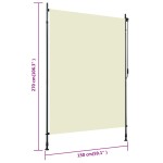 vidaXL Jaluzea tip rulou de exterior, crem, 150 x 270 cm