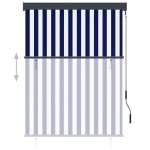 vidaXL Jaluzea tip rulou de exterior, albastru și alb, 120 x 250 cm vidaXL Jaluzea tip rulou de exterior, albastru și alb, 120 x 250 cm