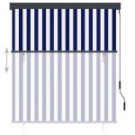 vidaXL Jaluzea tip rulou de exterior, albastru și alb, 140 x 250 cm vidaXL Jaluzea tip rulou de exterior, albastru și alb, 140 x 250 cm