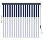 vidaXL Jaluzea tip rulou de exterior, albastru și alb, 160 x 250 cm vidaXL Jaluzea tip rulou de exterior, albastru și alb, 160 x 250 cm
