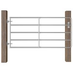 vidaXL Poartă de câmp cu 5 bare, argintiu, (95-170) x 90 cm, oțel vidaXL Poartă de câmp cu 5 bare, argintiu, (95-170) x 90 cm, oțel