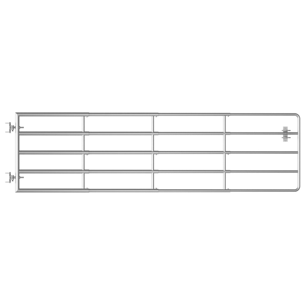 vidaXL Poartă de câmp cu 5 bare, argintiu, (115-300) x 90 cm, oțel
