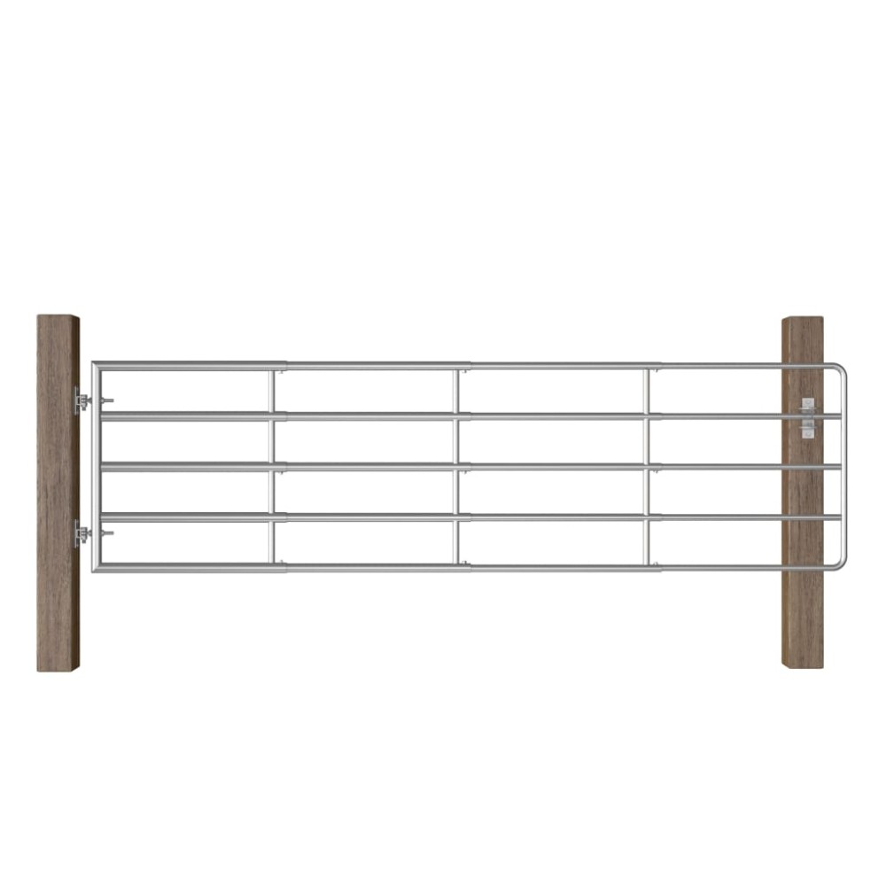 vidaXL Poartă de câmp cu 5 bare, argintiu, (115-300) x 90 cm, oțel