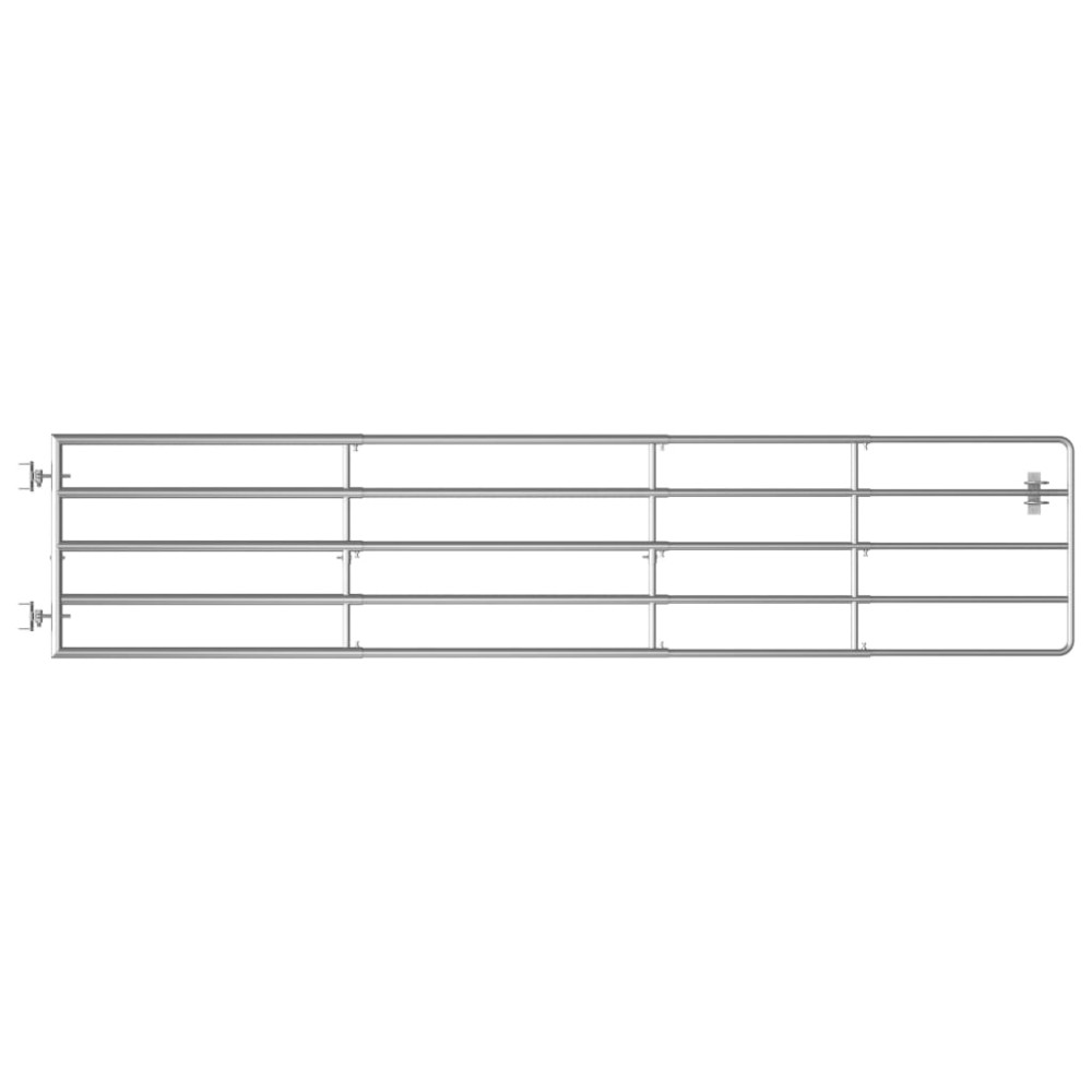 vidaXL Poartă de câmp cu 5 bare, argintiu, (150-400) x 90 cm, oțel