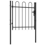 vidaXL Poartă de gard cu o ușă, vârf arcuit, negru, 1 x 1 m, oțel vidaXL Poartă de gard cu o ușă, vârf arcuit, negru, 1 x 1 m, oțel